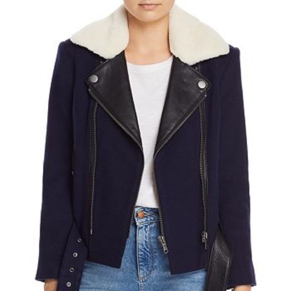 JOIE Fayana Shearling & Leather Trim Moto Jacket - Picture 3 of 5
